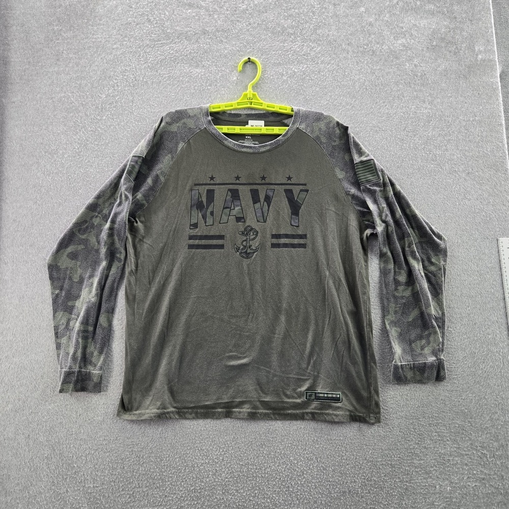 Colosseum Men Shirt XXL Olive Colorblock Camouflage Navy Gorpcore Logo Patch